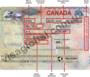 Пример визы в Канаду 2019