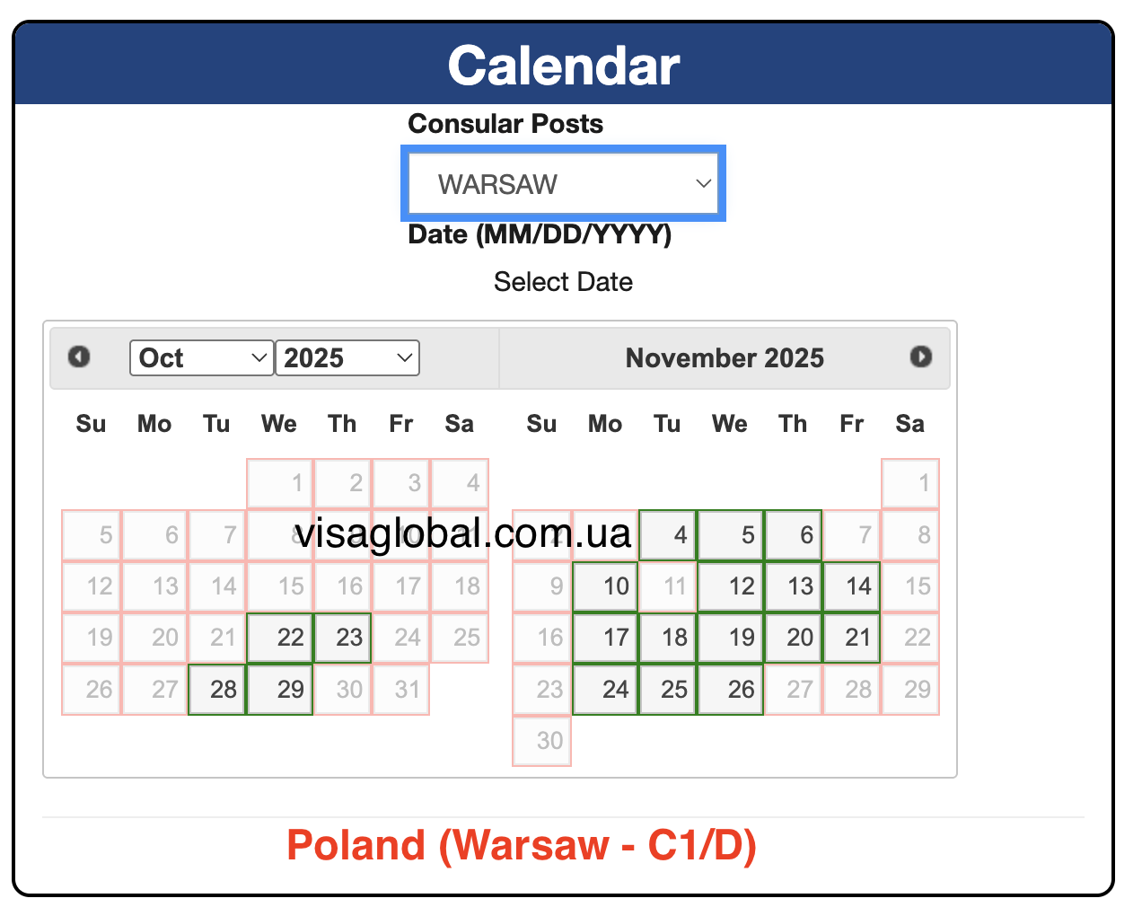 visaglobal C1D US visa embassy warsaw october 2025 visaglobal C1D US visa appointment dates embassy warsaw october 2025